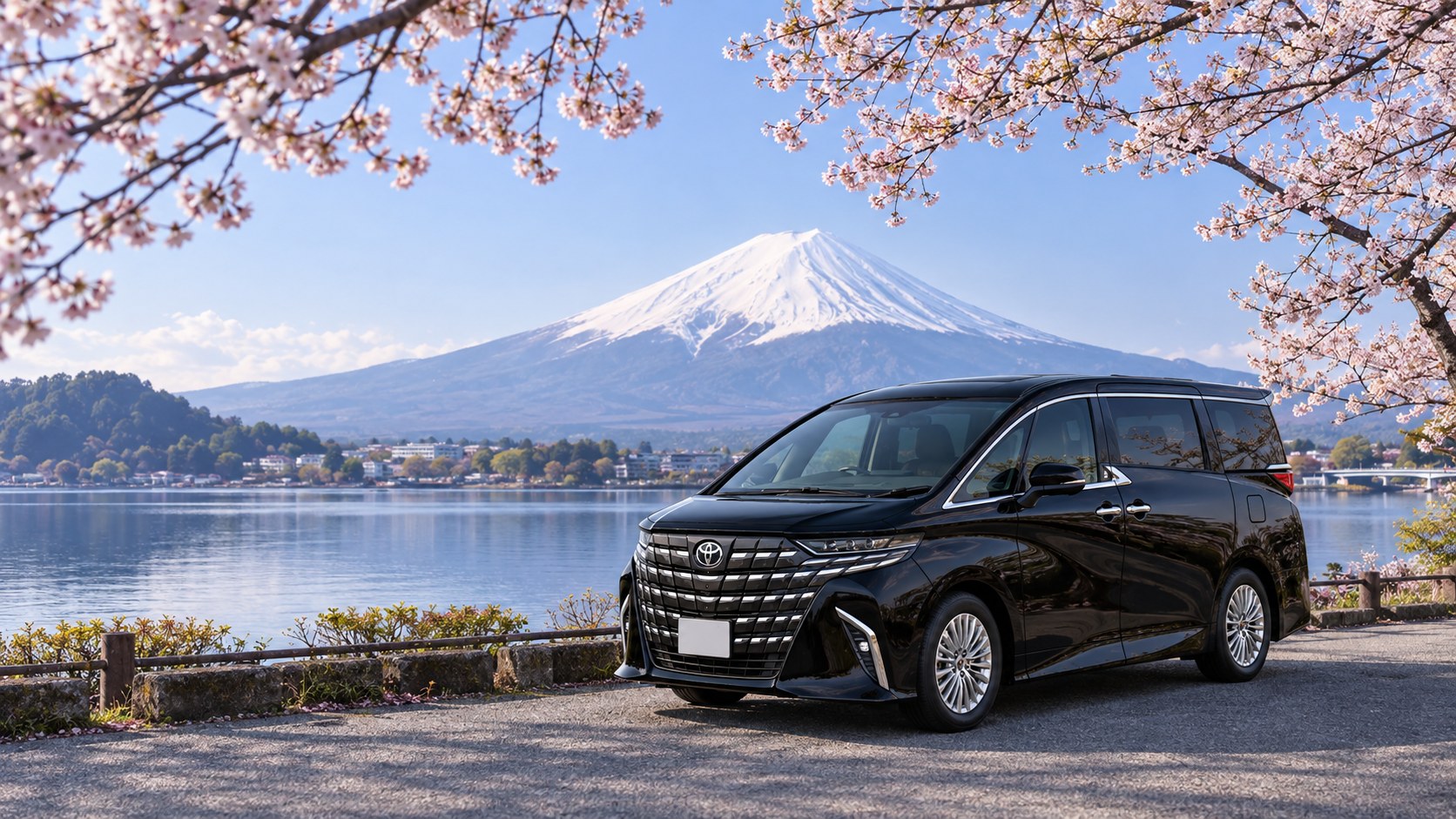 Illustrative Alphard scene beside Mount Fuji